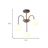 Contemporary White Glass Chandelier With Gray/Green Suspension Light - 3/5 Lights