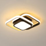Contemporary Black Metal Led Ceiling Light Fixture - Round/Square Design With Warm/White/3 Color /