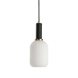 Macaron Black/Pink/Blue Pendant Dining Room Light With White Glass Shade - 5/8/12 Wide