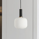 Macaron Black/Pink/Blue Pendant Dining Room Light With White Glass Shade - 5/8/12 Wide