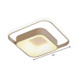 Minimalist Led Ceiling Light Square Metal Fixture With Stepless Dimming And Remote Control In