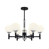 Modern Ivory Glass Globe Chandelier Pendant Light - 3/6/8 Lights Black