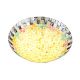 Tiffany Ceiling Light Medium Flush Mount Fixture - Decorative Mosaic Bowl Shade For Bedrooms