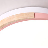 Contemporary Led Metal Circle Flush Light With Acrylic Diffuser In Warm/White - Pink/Yellow/Blue