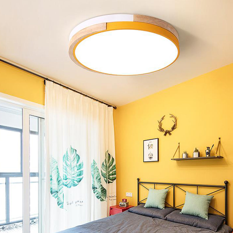 Contemporary Led Metal Circle Flush Light With Acrylic Diffuser In Warm/White - Pink/Yellow/Blue