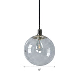 Contemporary Simple Style Clear Glass Pendant Light - 8/10/12 Wide 1 Head Ceiling Hanging Lamp