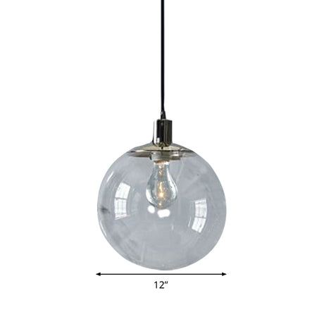 Contemporary Simple Style Clear Glass Pendant Light - 8/10/12 Wide 1 Head Ceiling Hanging Lamp