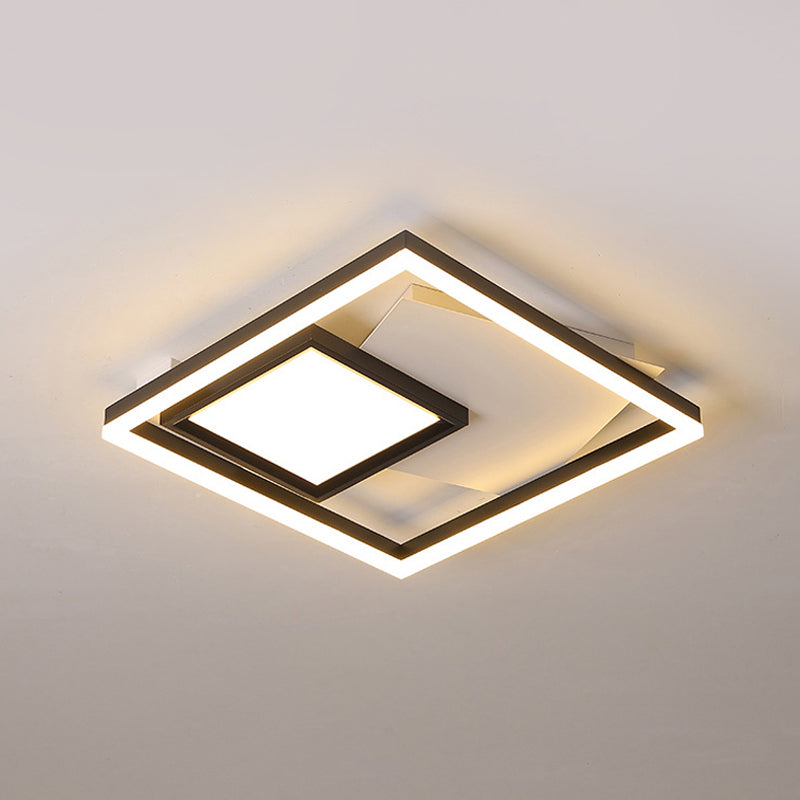Flush Mount Led Rectangle Ceiling Light Black-White / 16 White