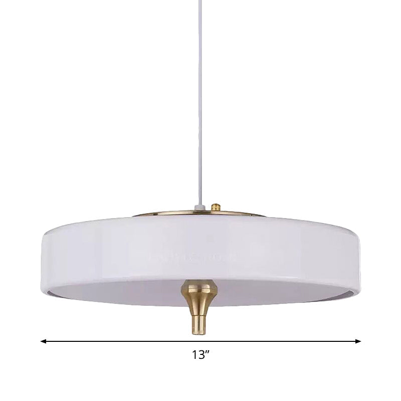 Modern Drum Chandelier - Light Blue/White/Black Metal 3-Light Dining Room Hanging Fixture