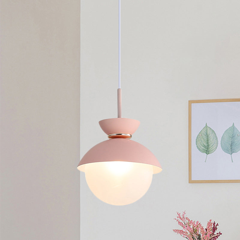 Macaron Flared Pendant Light: Gray/Blue/Pink Ideal For Dining Room Pink