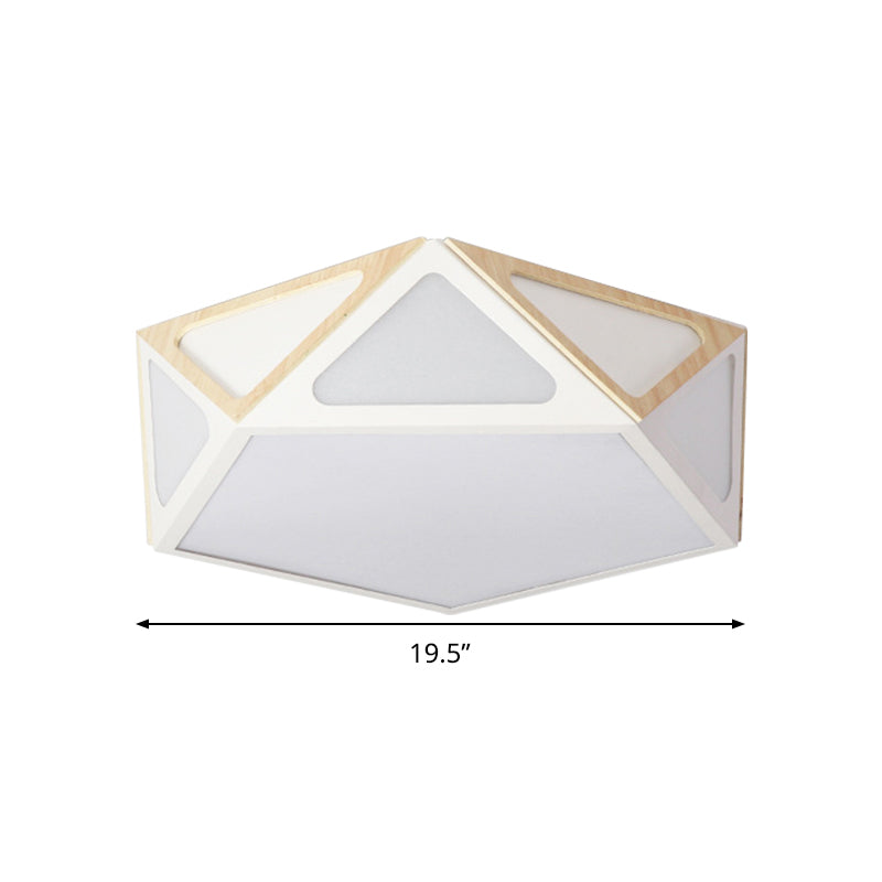 Modern Geometric Flush Light: Acrylic White/Pink/Yellow Led Ceiling Fixture Warm/White Light 16/19.5