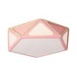 Modern Geometric Flush Light: Acrylic White/Pink/Yellow Led Ceiling Fixture Warm/White Light 16/19.5