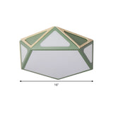 Modern Geometric Flush Light: Acrylic White/Pink/Yellow Led Ceiling Fixture Warm/White Light 16/19.5