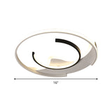 Modern Acrylic Ceiling Light: Semi-Circle Shape In Black & White Flush Mounted With Led