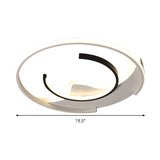 Modern Acrylic Ceiling Light: Semi - Circle Shape In Black & White Flush Mounted With Led Remote -
