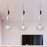 Contemporary Brass Seeded Glass Pendant Light - Elegant Oval Hanging Ceiling