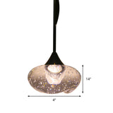 Contemporary Brass Seeded Glass Pendant Light - Elegant Oval Hanging Ceiling