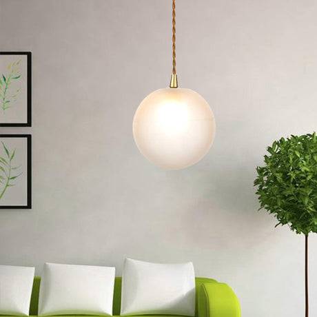 Macaron Globe Pendant Light With Amber/White/Red Glass - Ideal For Bedroom Suspension Lighting