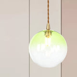 Macaron Globe Pendant Light With Amber/White/Red Glass - Ideal For Bedroom Suspension Lighting