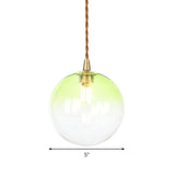 Macaron Globe Pendant Light With Amber/White/Red Glass - Ideal For Bedroom Suspension Lighting