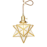 Postmodern Star Shaped Pendant Light Kit - Brass 1 With Clear/Frosted Glass And Adjustable Rope