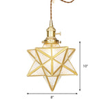 Postmodern Star Shaped Pendant Light Kit - Brass 1 With Clear/Frosted Glass And Adjustable Rope