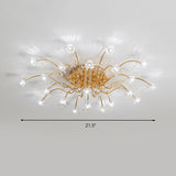 Sputnik Crystal Semi Flush Ceiling Light Fixture In Gold With 17/21 Bulbs - Contemporary Design