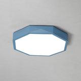 Minimal Led Octagon Flush Mount Lighting Fixture In Pink/Yellow/Blue - Warm/White Light 16.5/20.5