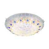 Tiffany Ceiling Light With Mosaic Bowl Design - Stunning Flower And Blue Jewel Décor For Bedroom