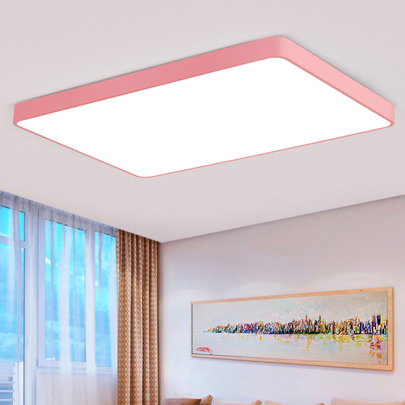 Modern Metal Led Flush Mount Ceiling Lamp In Pink Warm/White Light (19.5/25.5 Long)