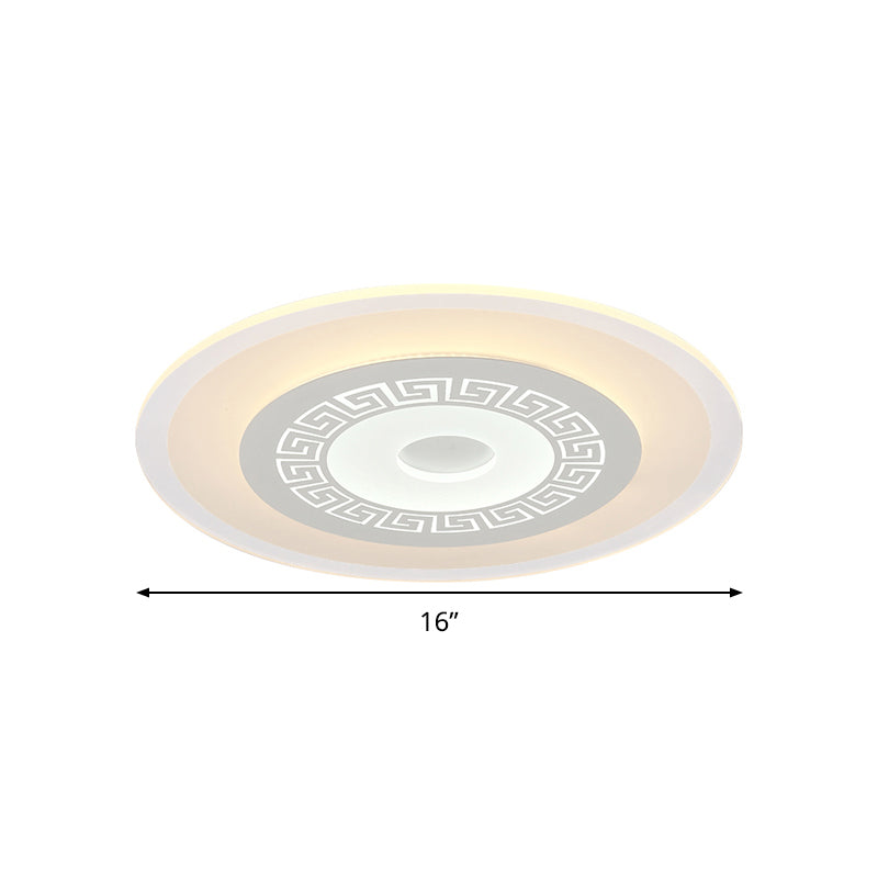 Chinese Style Ultrathin White Disc Led Flush Lamp - 16/19.5/23.5 W Acrylic Ceiling Mount Warm/White