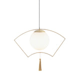 Modern Milk Glass Pendant Light With Gold Metal Frame For Bedroom Ceiling