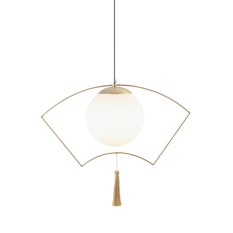 Modern Milk Glass Pendant Light With Gold Metal Frame For Bedroom Ceiling