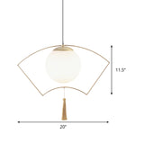 Modern Milk Glass Pendant Light With Gold Metal Frame For Bedroom Ceiling