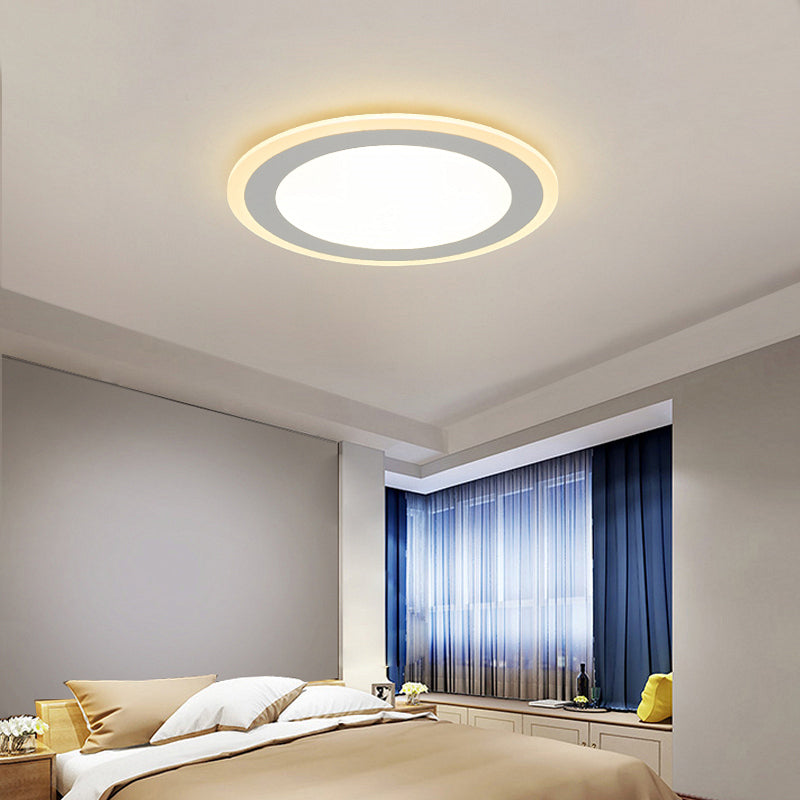 Minimalist Round Flush Mount Led Ceiling Light - Super Thin White Acrylic Warm/White 16/20.5