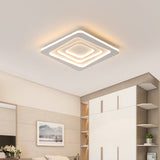 Modern Layered Square Ceiling Light - Led Flush Mount Lamp With Stepless Dimming Remote Control