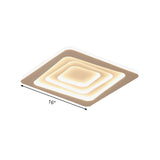 Modern Layered Square Ceiling Light - Led Flush Mount Lamp With Stepless Dimming Remote Control