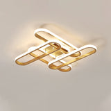 Gold Semi Flush Led Ceiling Light Fixture For Living Room With Oval Acrylic Shade - Warm/White