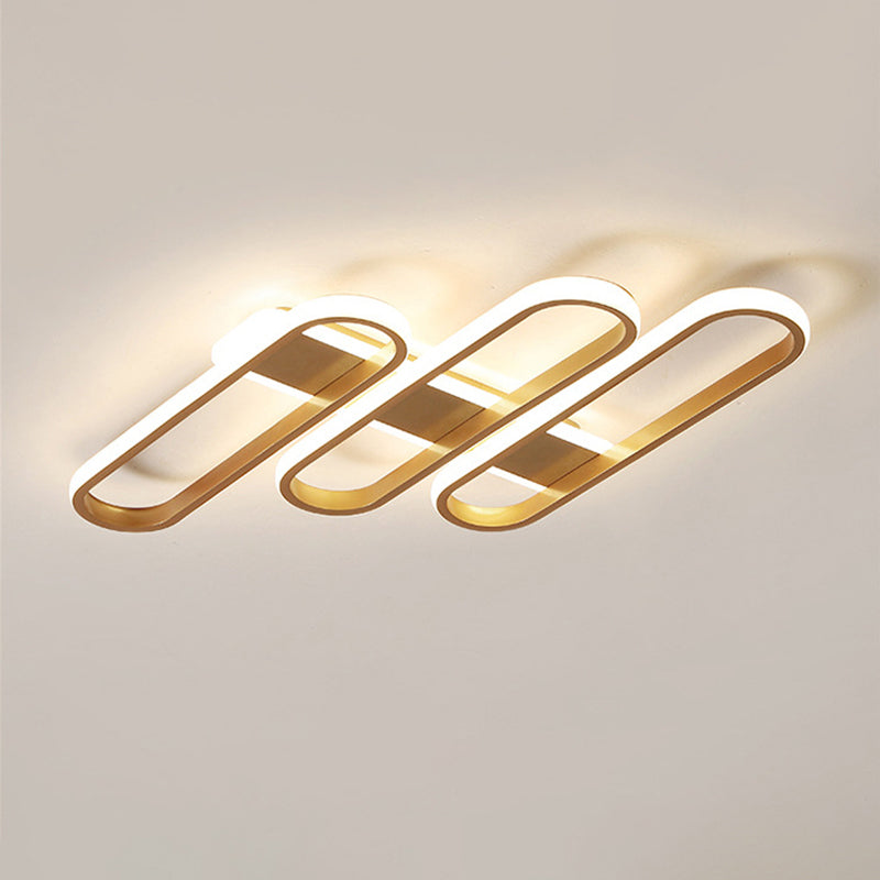 Modern Oval Led Gold Ceiling Lamp Acrylic Flush Mount Lighting In Warm/White Light - Ideal For
