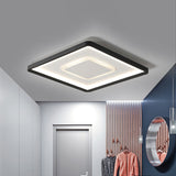 Modern Led Ceiling Light - Aluminum Square Flush Mount Lamp In Black 16/19.5 Wide Stepless Dimming