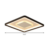 Modern Led Ceiling Light - Aluminum Square Flush Mount Lamp In Black 16’/19.5’ Wide Stepless
