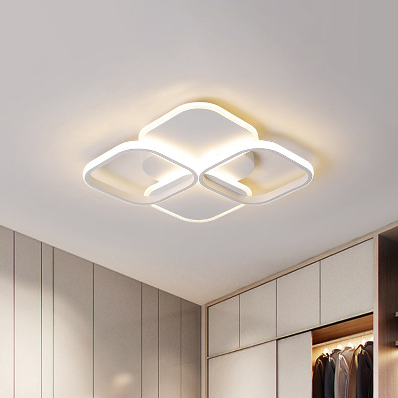 Modern Led Rhombus Ceiling Light In White/Black 16/19.5 Wide Flush Mount Acrylic Lamp White / 16
