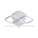 Modern Led Rhombus Ceiling Light In White/Black 16’/19.5’ Wide Flush Mount Acrylic Lamp