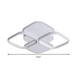 Modern Led Rhombus Ceiling Light In White/Black 16/19.5 Wide Flush Mount Acrylic Lamp