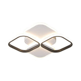 Modern Led Rhombus Ceiling Light In White/Black 16/19.5 Wide Flush Mount Acrylic Lamp