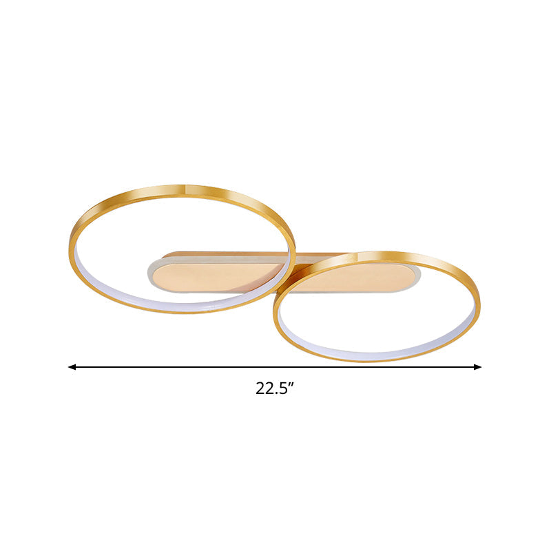 Modern Acrylic Led Gold Flush Mount Ceiling Light With Halo-Like Ring Design In Warm/White 22.5/31