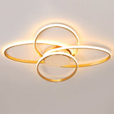 Gold Flush Mount Nordic Led Ceiling Light For Living Room With Overlapping Acrylic Design