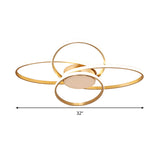 Gold Flush Mount Nordic Led Ceiling Light For Living Room With Overlapping Acrylic Design