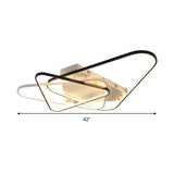 Modern Overlapping Acrylic Ceiling Light - Led Black/White Semi Flush Mount 33/42 Width