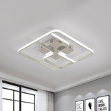 Sleek & Stylish Acrylic Square Led Ceiling Flush Mount Lighting Fixture (18 23.5 W) In Chrome
